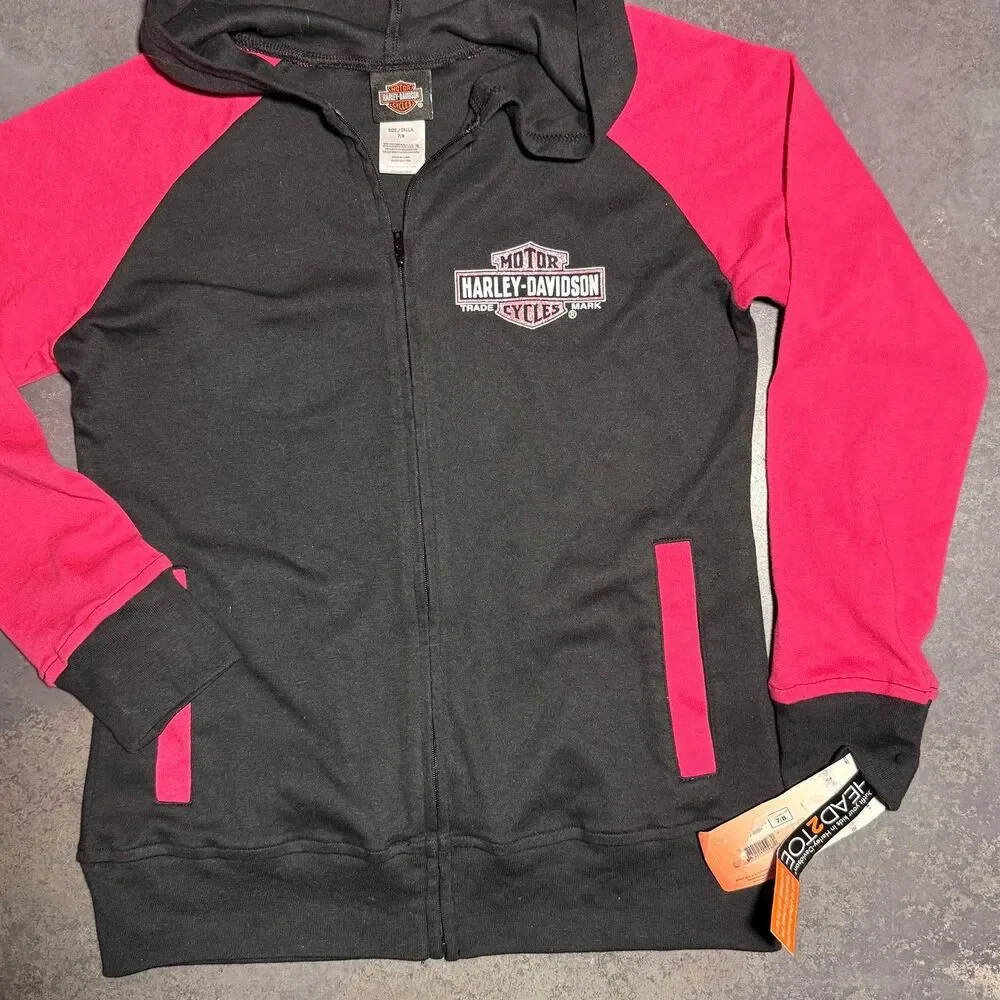 Harley-Davidson | Genuine Legend Hoodie | Pink Black | Girls 7/8